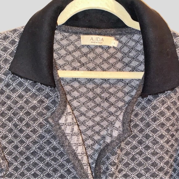 A. IDA WOOL GEOMETRIC LIGHTWEIGHT ITALIAN LONG CARDIGAN- WOMENS - S/L - EUC - Picture 11 of 15